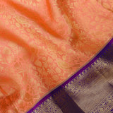 Peach Kanjivaram Silk Saree With Purple Zari-Woven Border & Paisley Pallu
