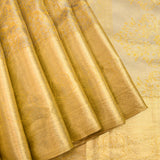 Gold Kanjivaram Silk Saree With Self Border And Tonal Floral Weave