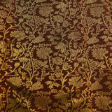 Maroon Kanjivaram Silk Saree With Olive Floral Motifs And Gold Zari Border