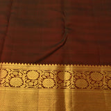 Maroon Kanjivaram Silk Saree With Olive Floral Motifs And Gold Zari Border