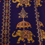 Navy Blue Kanjivaram Silk Saree With Orange Border And Multicolour Floral Paisley Weave
