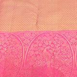 Olive Green Kanjivaram Silk Saree With Hot Pink Peacock Zari Border