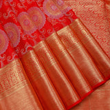 Opulent Bridal Red Kanjivaram Silk Saree With Heavy Gold Zari Weave