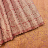 Elegant Pastel Pink & Gold Handwoven Kanjivaram Silk Saree With Floral Weave