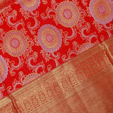 Opulent Bridal Red Kanjivaram Silk Saree With Heavy Gold Zari Weave