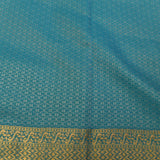Teal Blue Kanjivaram Silk Saree With Self Border And Multicolour Rose Weave