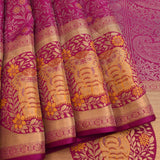 Magenta Kanjivaram Silk Saree With Gold Zari Elephant Motif Border