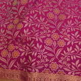 Magenta Kanjivaram Silk Saree With Gold Zari Elephant Motif Border
