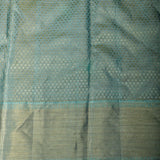 Sky Blue & Sage Green Tissue Silk Kanjivaram Saree with Allover Gold Zari Jaal and Teal