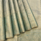 Sea Blue Kanjivaram Silk Saree With Gold Zari Floral Jaal Weave