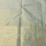 Sea Blue Kanjivaram Silk Saree With Gold Zari Floral Jaal Weave