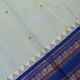 Elegant Cream And Royal Blue Gadwal Pattu Saree With Traditional Paisley Border
