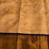 Exquisite Cream And Midnight Blue Kanjivaram Silk Saree With Gold Zari Brocade