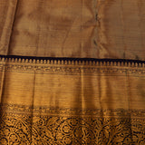 Exquisite Cream And Midnight Blue Kanjivaram Silk Saree With Gold Zari Brocade