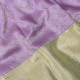 Lavender Kanjivaram Silk Saree With Gold Zari Border And Green Pallu