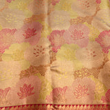 Beige Kanjivaram Silk Saree With Multicolor Floral Pallu And Pink Zari Border