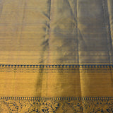 Peach Kanjivaram Silk Saree With Navy Blue Woven Peacock Border