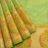 Pastel Green Kanjivaram Silk Saree With Golden Rose Medallion Border
