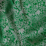 Green And Pink Kanjivaram Silk Saree With Silver Shikargah Weave And Gold Zari Border