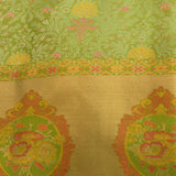 Pastel Green Kanjivaram Silk Saree With Golden Rose Medallion Border