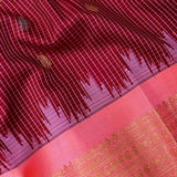 Maroon Gadwal Pattu Silk Saree With Pink Zari Border
