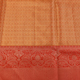 Sage Green Kanjivaram Silk Saree With Red Border And Gold Zari Paisley Weave