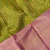 Olive Green And Pink Contrast Kanjivaram Silk Saree