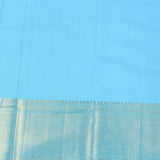 Turquoise Blue Kanjivaram Silk Saree With Gold Zari Diamond Lattice & Floral Border