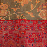 Sage Green Kanjivaram Silk Saree With Red Border And Multicolour Patola-Inspired Weave