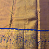 Sea Green Kanjivaram Silk Saree With Royal Blue Zari Paisley Borde