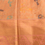 Kanjivaram Silk Saree In Peach With Multicolour Parrot Buttas And Antique Gold Zari Self Border