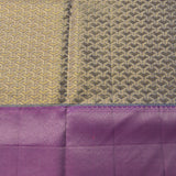 Pale Yellow Kanjivaram Silk Saree With Purple Border And Multicolour Sunflower Weave