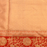 Pastel Green Kanjivaram Silk Saree With Red Lotus Motif Border