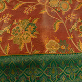 Exquisite Copper-Red And Green Kanjivaram Silk Saree With Geometric Weaving