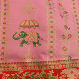 Whimsical Pink Kanjivaram Silk Saree With Traditional Elephant Motifs