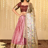 Soft Cherry Pink Kora Tissue Lehenga Set