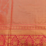 Kanjivaram Silk Saree In Coral Orange With Multicolour Parrot Shikargah And Contrast Pink Gold Zari Border