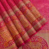 Majestic Fuchsia Pink Kanjivaram Silk Saree With Grand Elephant Medallion Border