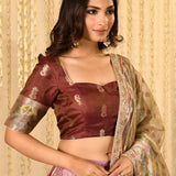 Soft Cherry Pink Kora Tissue Lehenga Set
