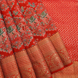 Red Kanjivaram Silk Saree With Shikargah Pallu And Gold Zari Border