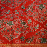 Red Kanjivaram Silk Saree With Shikargah Pallu And Gold Zari Border