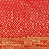 Red Kanjivaram Silk Saree With Shikargah Pallu And Gold Zari Border