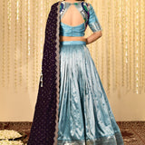 Aqua Blue Tissue Silk Lehenga Set