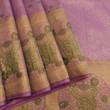 Lavender Kanjivaram Silk Saree With Gold Zari Elephant Motif Border