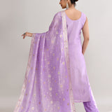 Mauve Banarasi Silk Floral Kurti Set