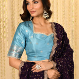 Aqua Blue Tissue Silk Lehenga Set