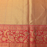 Green Kanjivaram Silk Saree With Multicolour Floral Red Border