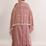 Dusty Rose Pink Tissue Georgette Embroidered Palazzo Set