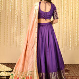 Royal Purple Dupion Silk Solid Lehenga Set