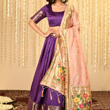 Royal Purple Dupion Silk Solid Lehenga Set